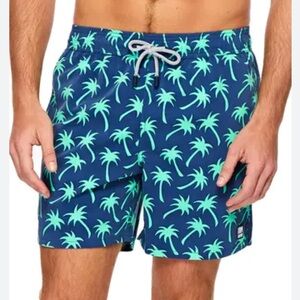 Tom & Teddy Men’s Swim Trunks Blue Palm Tree Print Drawstring Shorts XXL
O